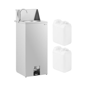 Mobilní umyvadlo ušlechtilá ocel nožní ovládání 2 nádoby na vodu: 15 l 357 x 120 mm - Umyvadla Royal Catering