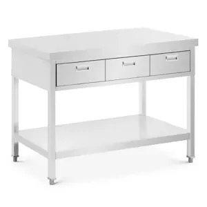 Nerezový pracovní stůl 120 x 60 cm 436 kg 3 zásuvky - Gastro pracovní stoly Royal Catering