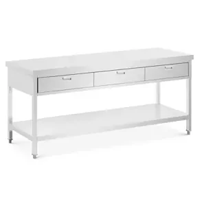 Nerezový pracovní stůl 200 x 60 cm 436 kg 3 zásuvky - Gastro pracovní stoly Royal Catering