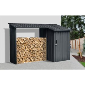 Přístřešek na dřevo s kůlnou Riwall RMWS Anhracite 2,7 x 1,6 m